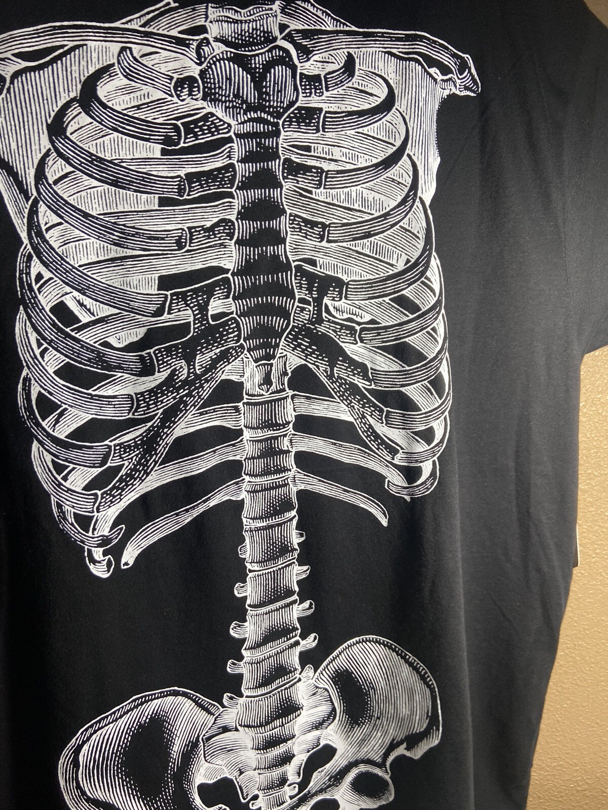 Celebrate Halloween Skeleton Shirt Mens M 38-40 Black October Ghost Spook