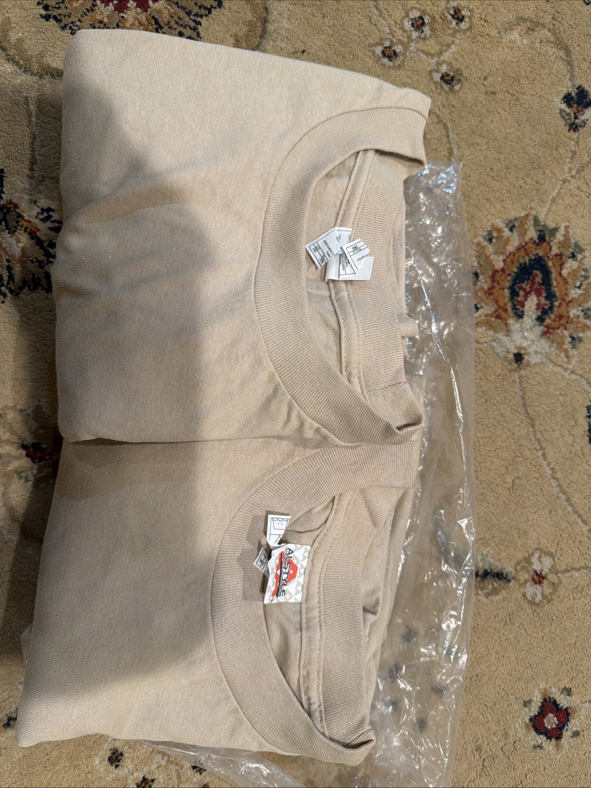 2- 2xL Beige Style Apparel AAA TShirt1301 Men&rsquo;s Plain Blank Short Sleeve TShirt