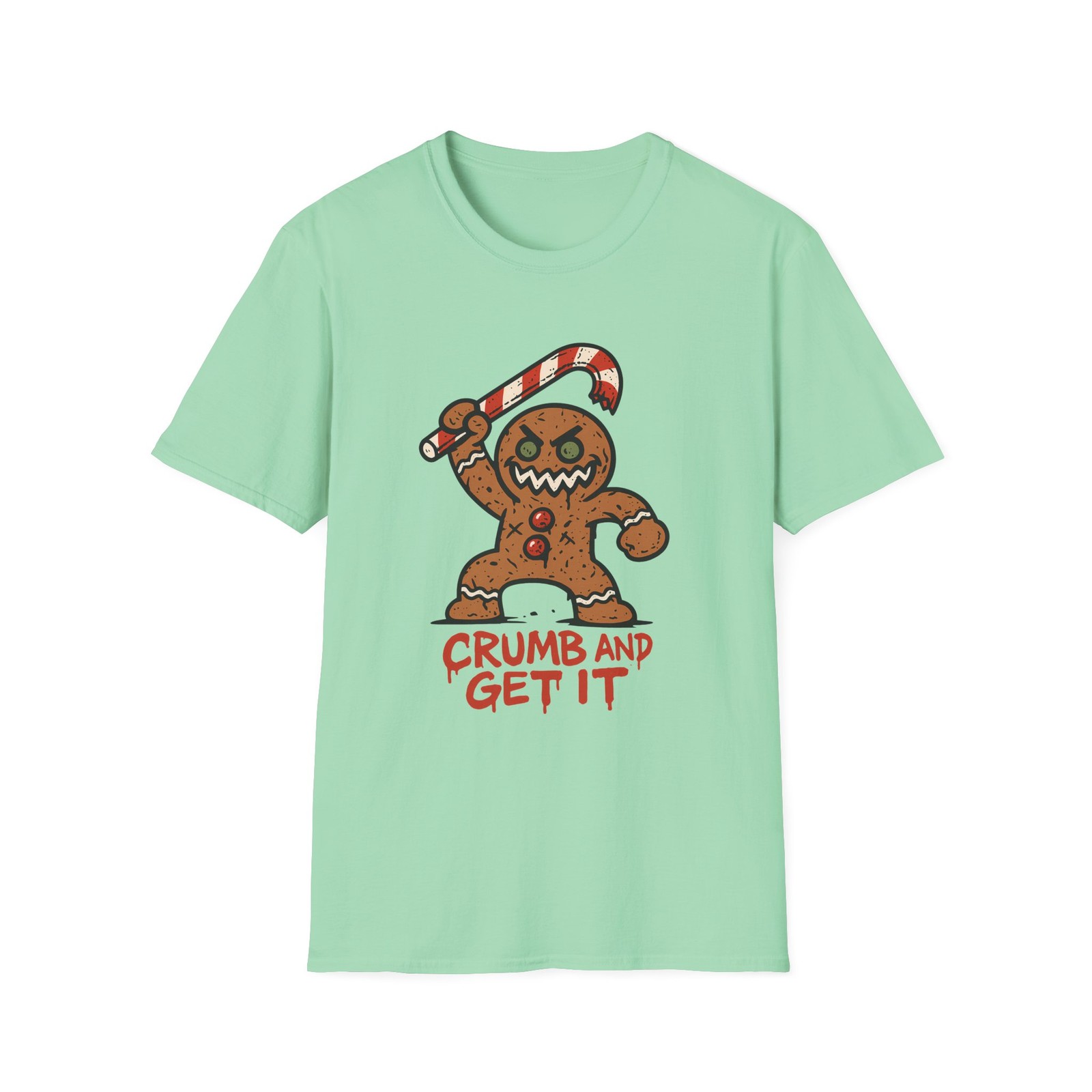 Unisex Softstyle T-Shirt Gingerbread Cookie Candy Cane Funny Holiday Christmas