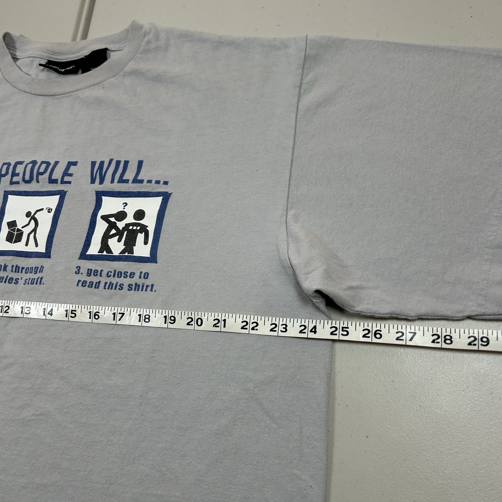 Vintage y2k No Boundaries Stickman Graphic Shirt Size Large « Nosy People Will.. »