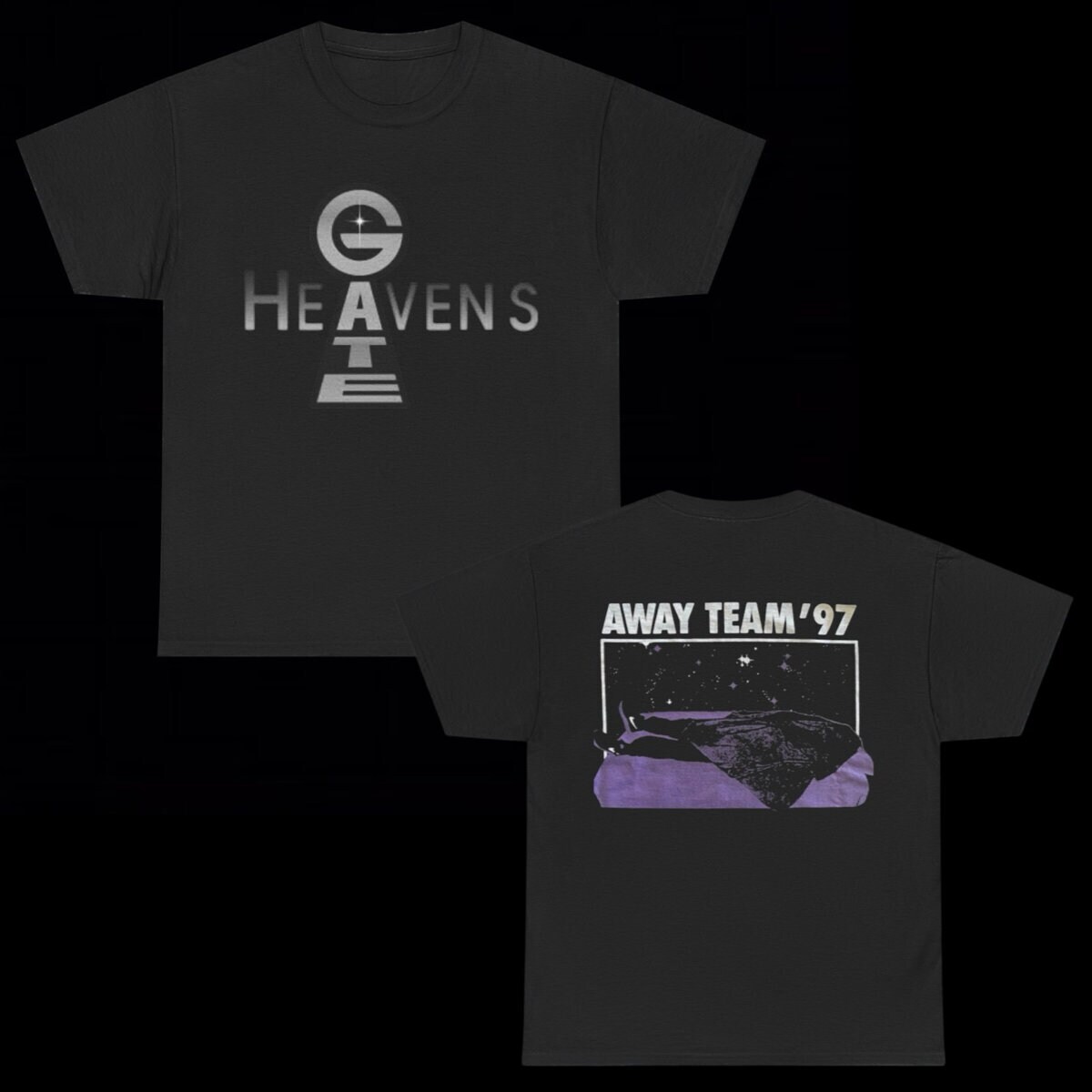 Heaven&rsquo;s Gate Away Team 97 T Shirt Cult Grunge Y2K Emo Goth Tapout Graphic Rave