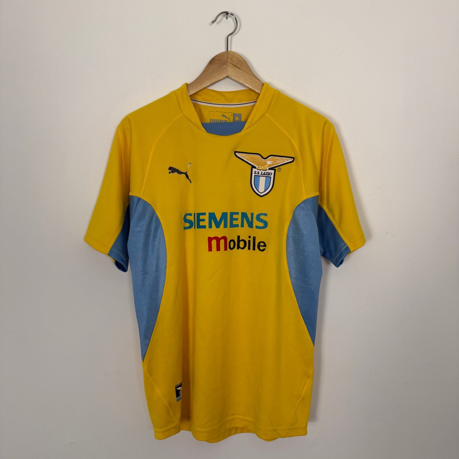 Vintage Y2K SS Lazio Italy FIFA Puma Soccer Football Sports Jersey Yellow Medium