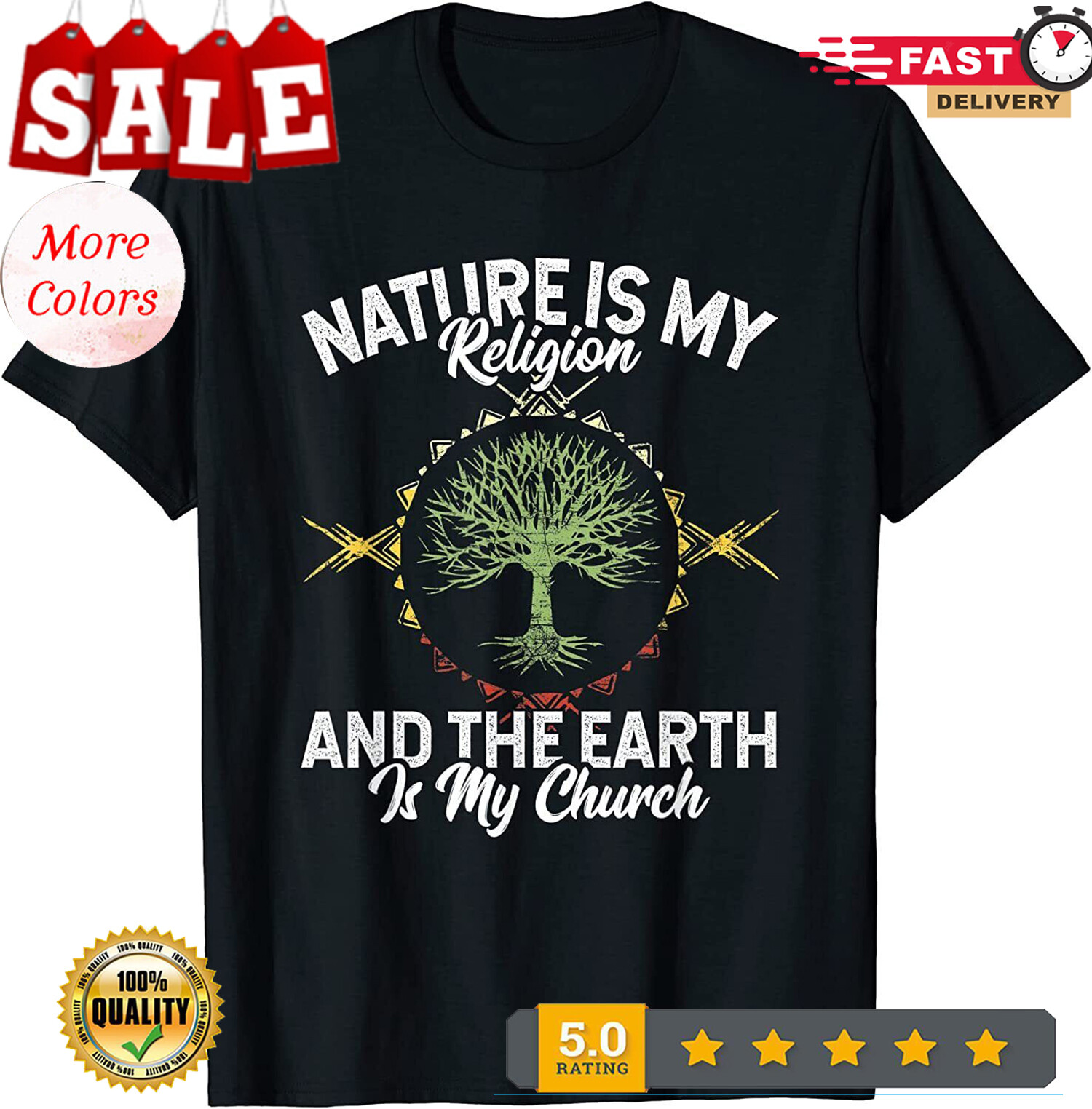 LIMITED Nature Is My Religion Earth Is My Church T-Shirt.