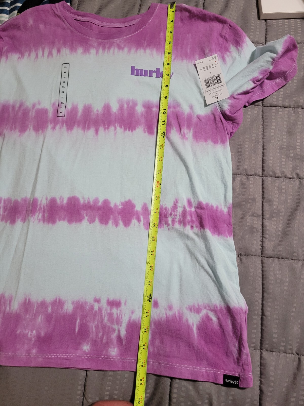 NWT Hurley Mens XL Purple Tie Dye Everyday Washed + Wave Short Sleeve Shirt XL47