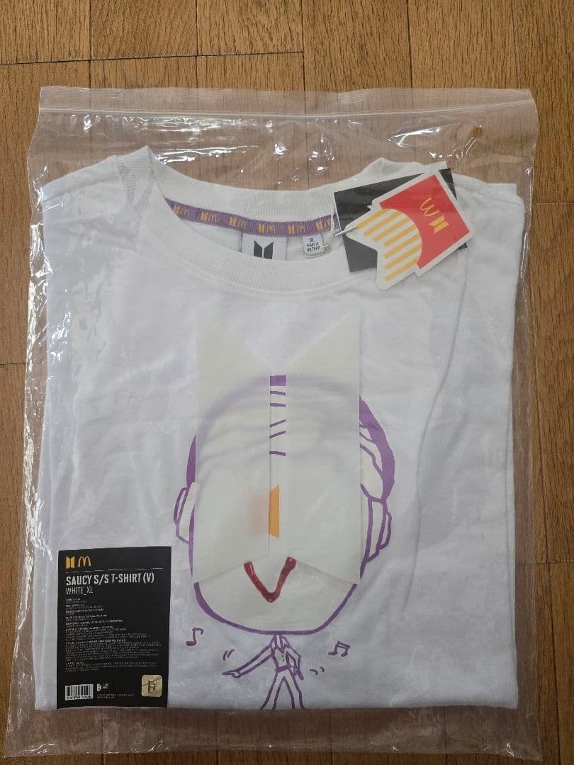 BTS V x McDonald&rsquo;s Exclusive K-pop Merch White LG Graphic T-Shirt XL Size NEW