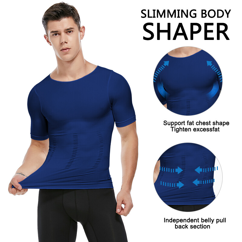 Men Compression Slimming Body Shaper Gynecomastia T-shirt Posture Corrector Vest