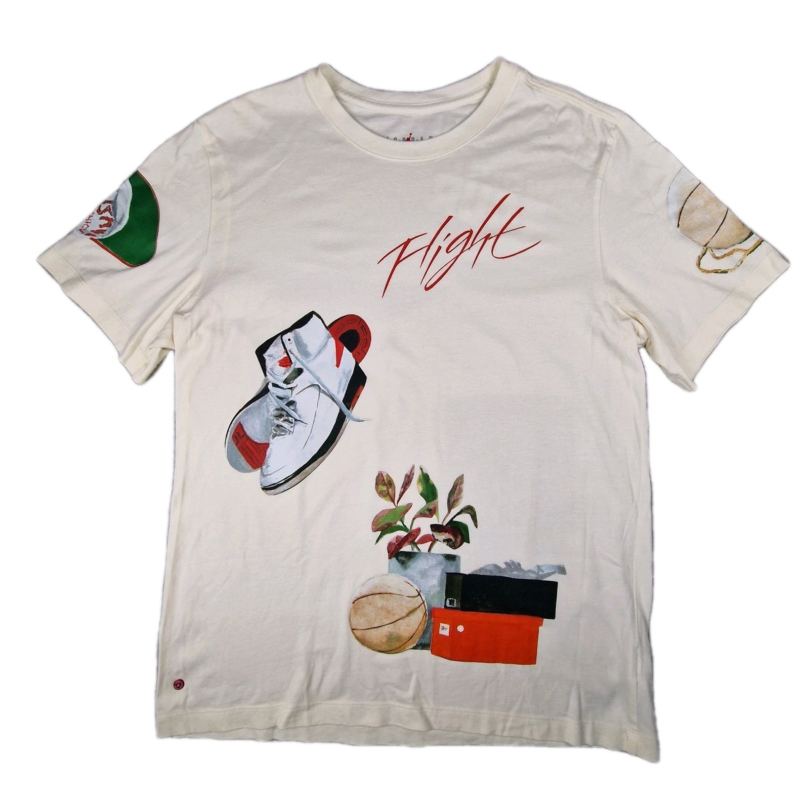 Nike Jordan Artist Series Jacob Rochester Flight World Tour T Shirt Mens L Cream