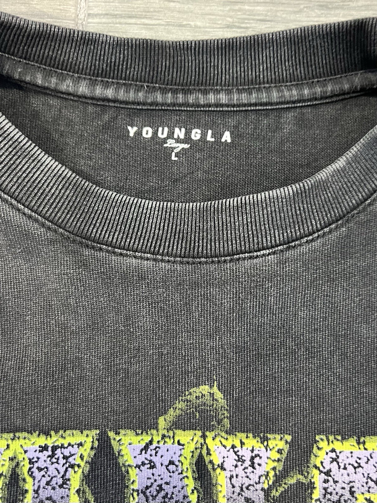 YoungLA 4058 Inferno Graphic Tee Men’s Size Large Black Short Sleeve Crew Neck