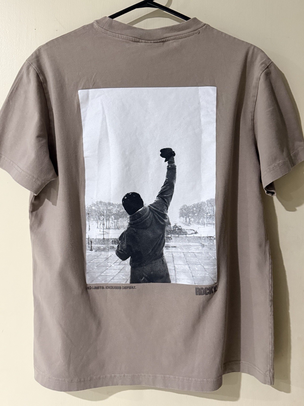 Rocky x Shoe Palace RARE Taupe Embroidered & Embossed Emblem Tee T-Shirt SZ Med
