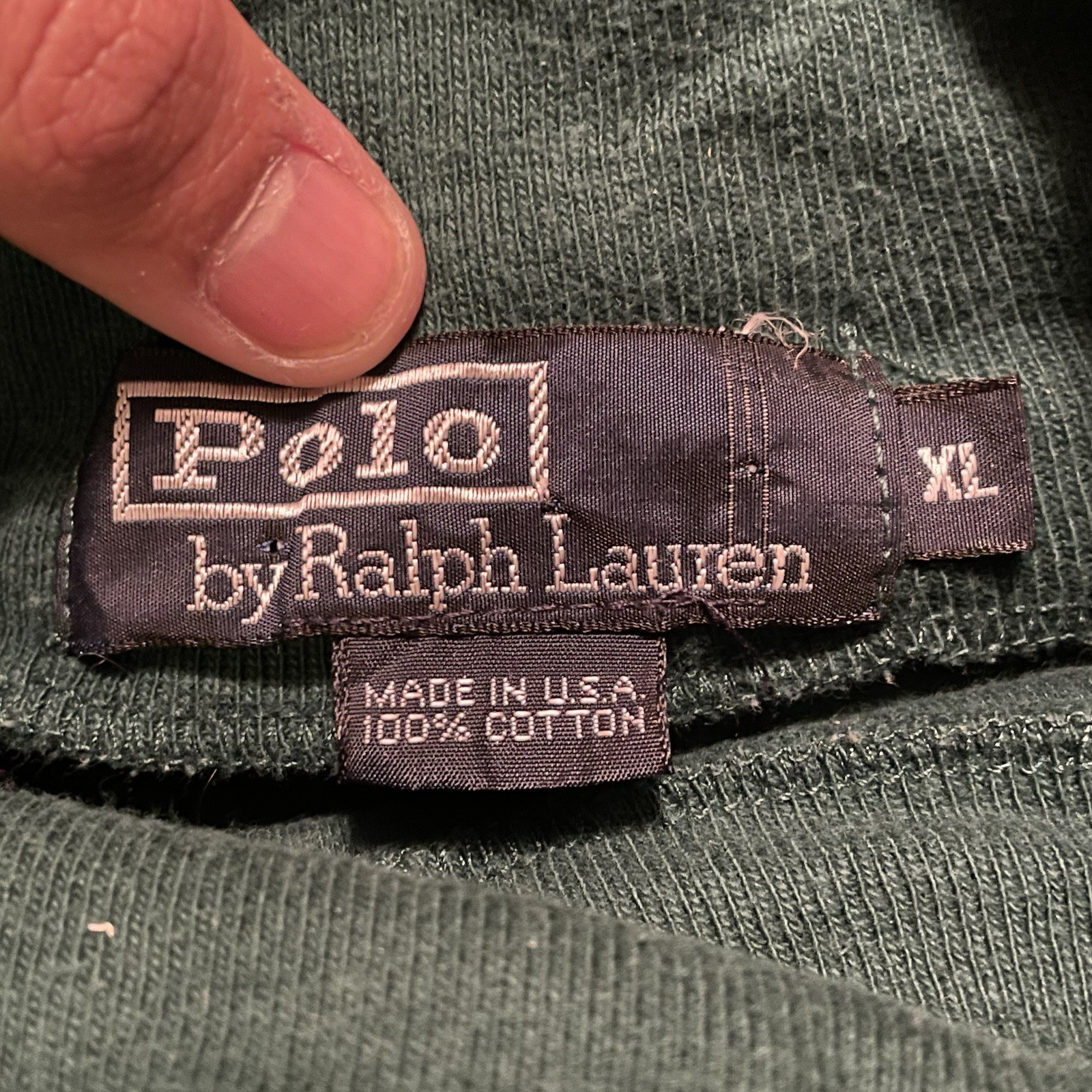 Vintage Polo Ralph Lauren XL Turtleneck Made in USA 90s Forest Green Red Pony