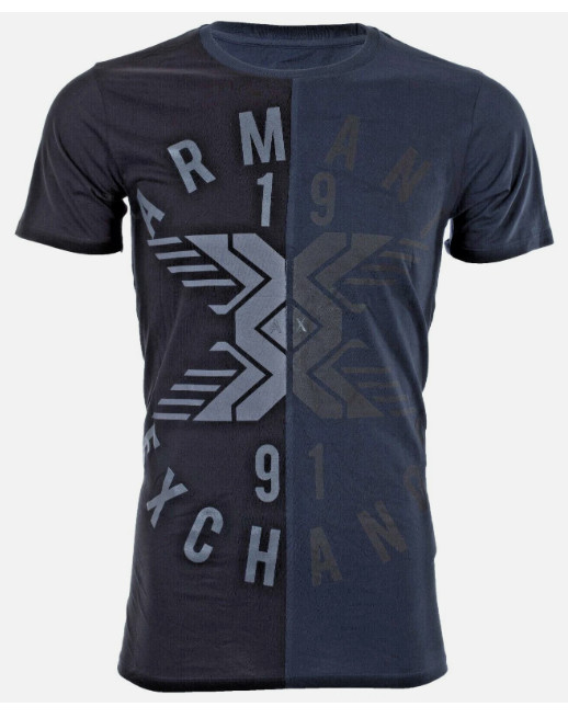 ARMANI EXCHANGE Navy Black SPLIT UP Short Sleeve Slim Fit Designer T-shirt NWT