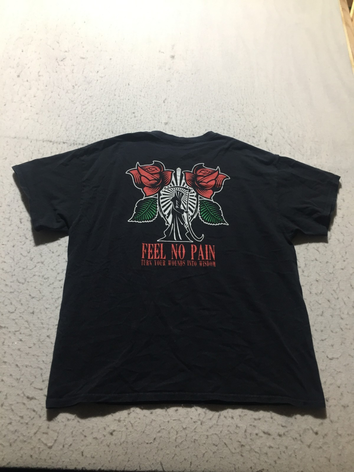 Empyre Feel No Pain T Shirt Mens XL Black Short Sleeve Crew Neck Solid Roses