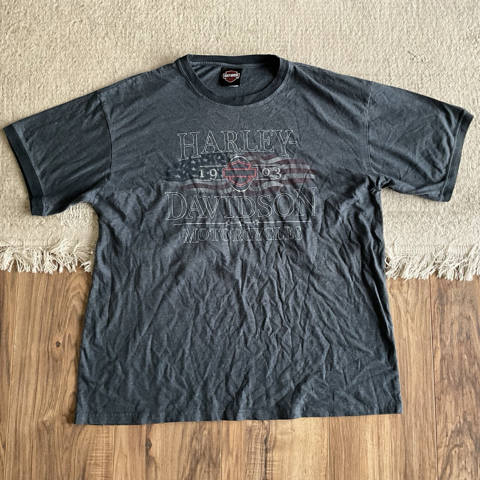 Harley Davidson Patriotic Flag Shirt Mens XL High Desert Boise, Idaho