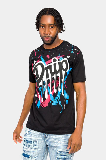 Victorious Men&rsquo;s Casual Splatter Drip Too Hard Graphic T-Shirt TS7451 TS7447