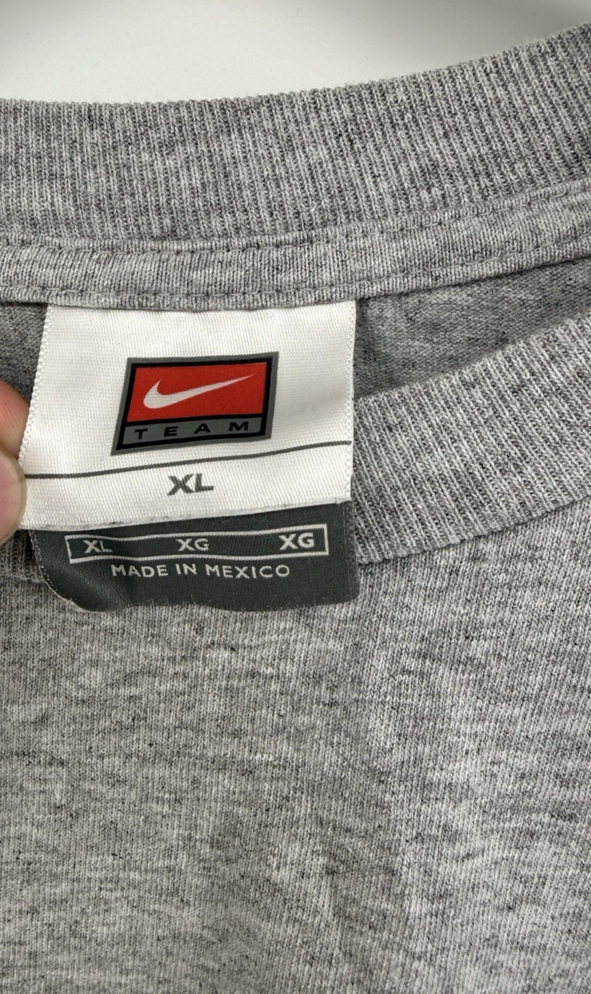 Vintage 2000s Nike Team Mens Long Sleeve T Shirt Gray Swoosh Logo Athletic XL