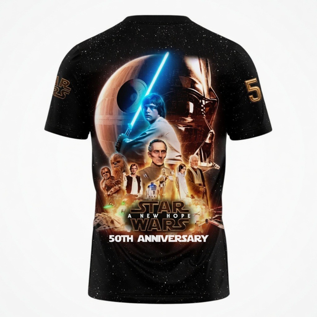 Star Wars 50th Anniversary Shirt A New Hope Darth Vader Gold Graphic Tee 2026