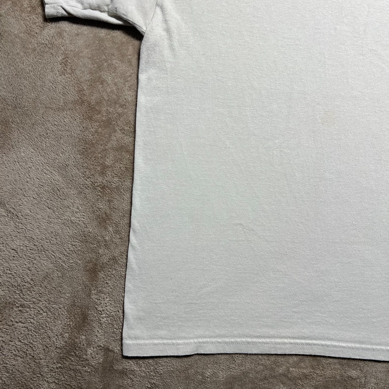 Vintage Y2K Blank T Shirt Mens XL Beige Cotton Basic Minimal Tee Anvil Tag