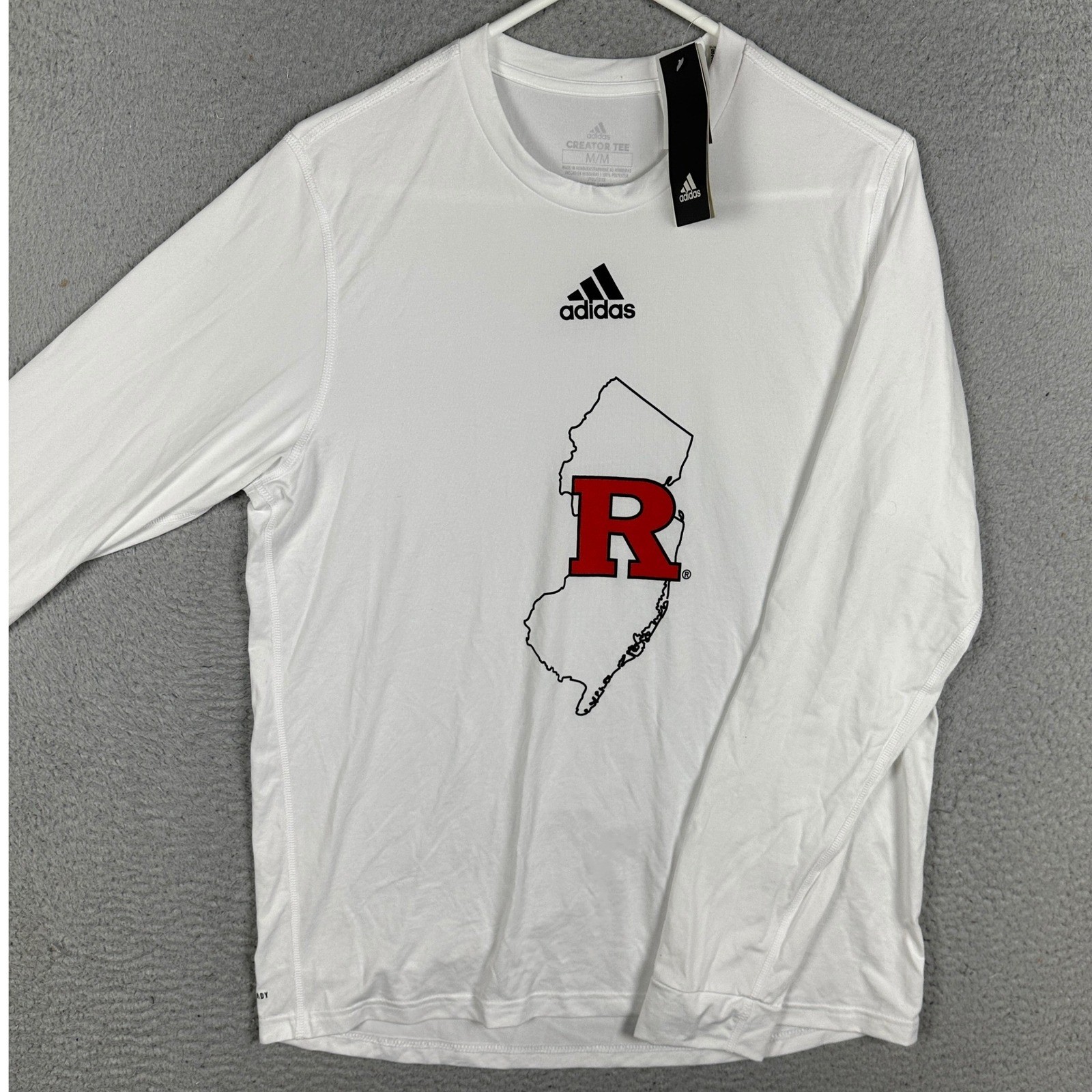 NEW Rutgers Scarlet Knights Adidas T-Shirt Men Medium White Creator Tee Crewneck