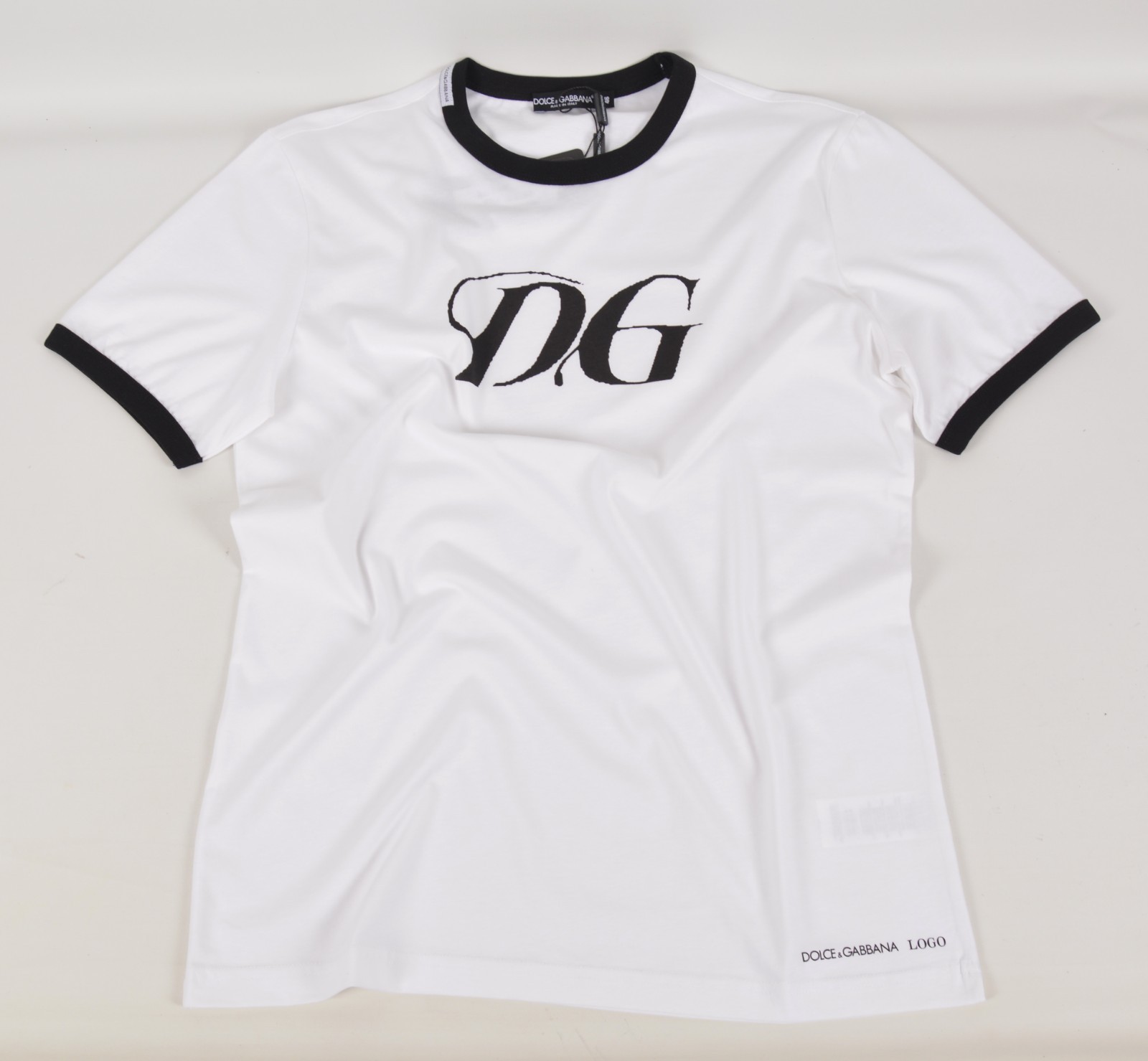 White T-Shirt XL Oversized Fit Contrast Collar Short Sleeve | Dolce & Gabbana