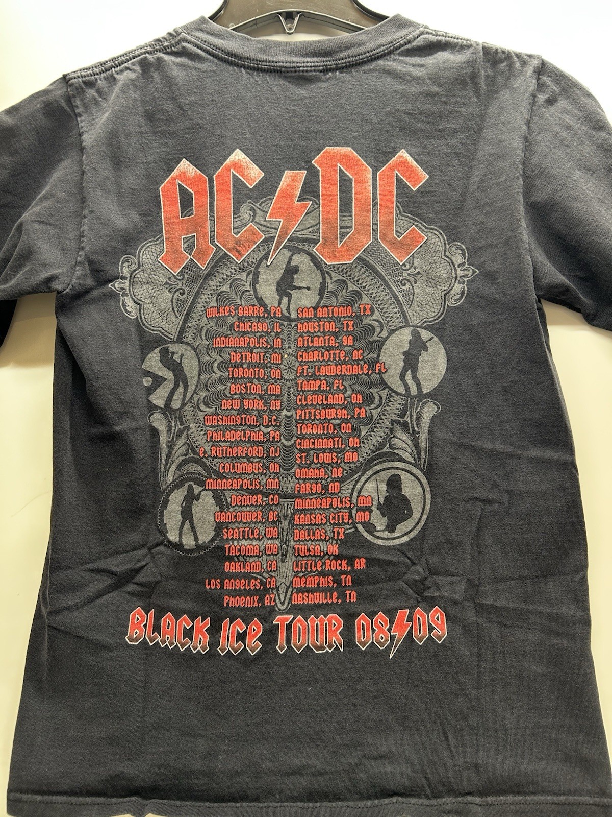 AC/DC Black Ice 08/09 US Concert Tour Black Short Sleeve T-Shirt Adult Small