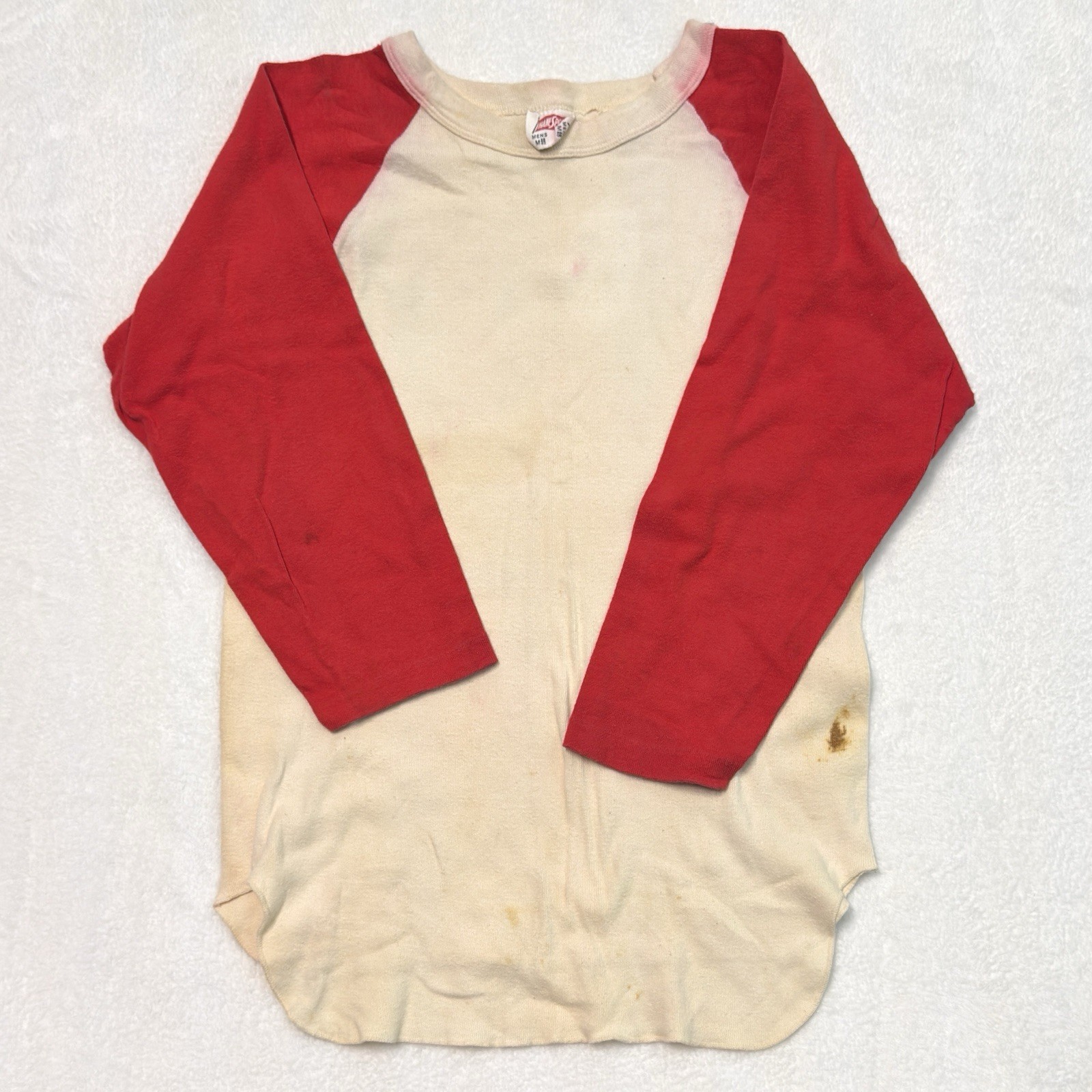 True Vintage 50s 60s Hanes Sport Two Tone 3/4 Sleeve Raglan T Shirt Mens Medium