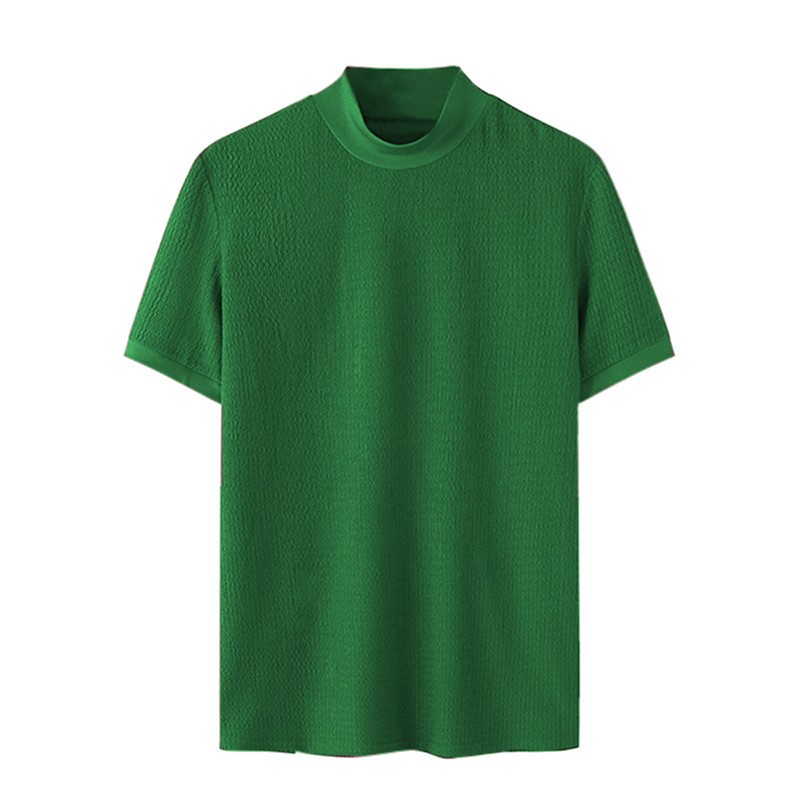 Mens Mock Turtleneck Pullover T-Shirt Knitted Sweater Slim Fit Short-Sleeve-Tee