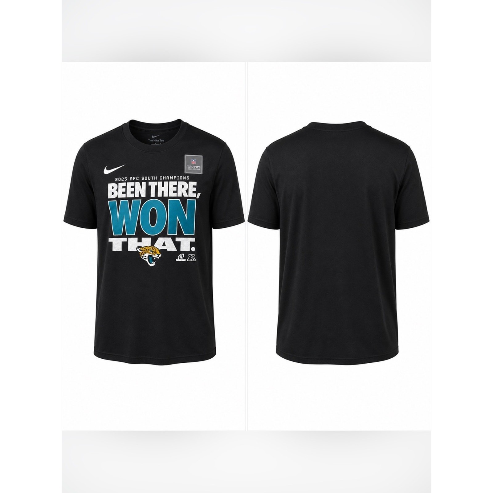 🆕 Nike Jacksonville Jaguars 2025 AFC South Champs Trophy Collection Tee Men’s M