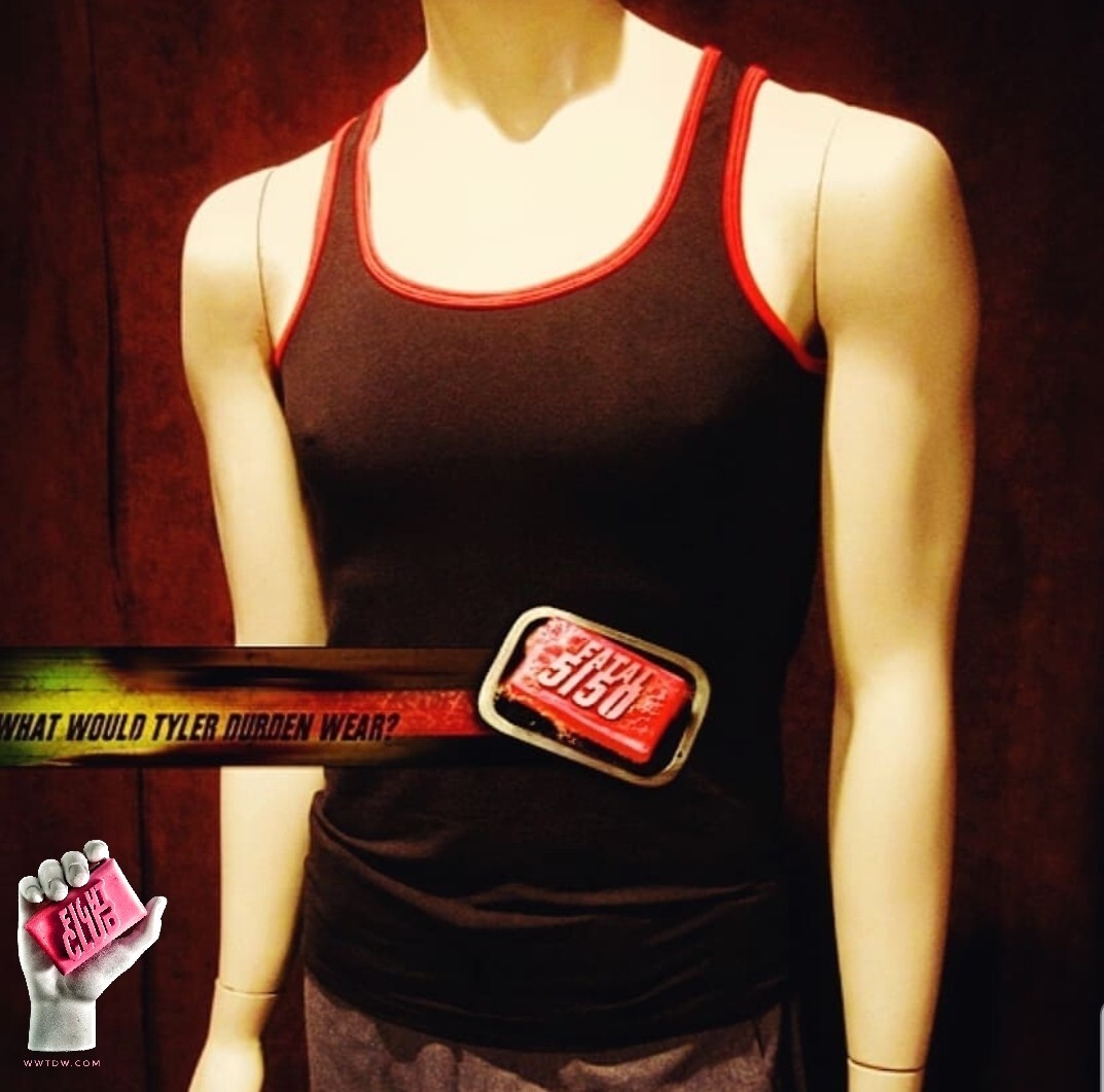 Fight Club Tyler Durden Black Tank Top Shirt w/Red Trim Brad Pitt S M L XL WWTDW