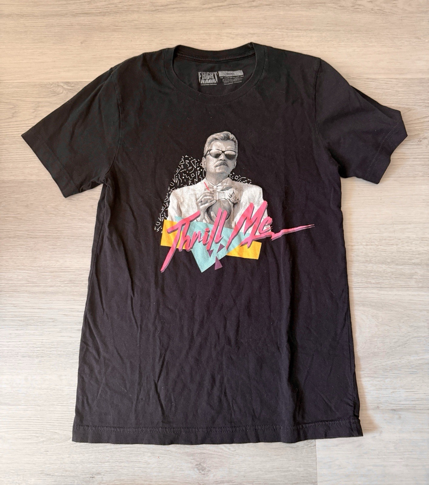 RARE Fright Rags « THRILL ME » Tom Atkins Night Of The Creeps T-Shirt Size Small