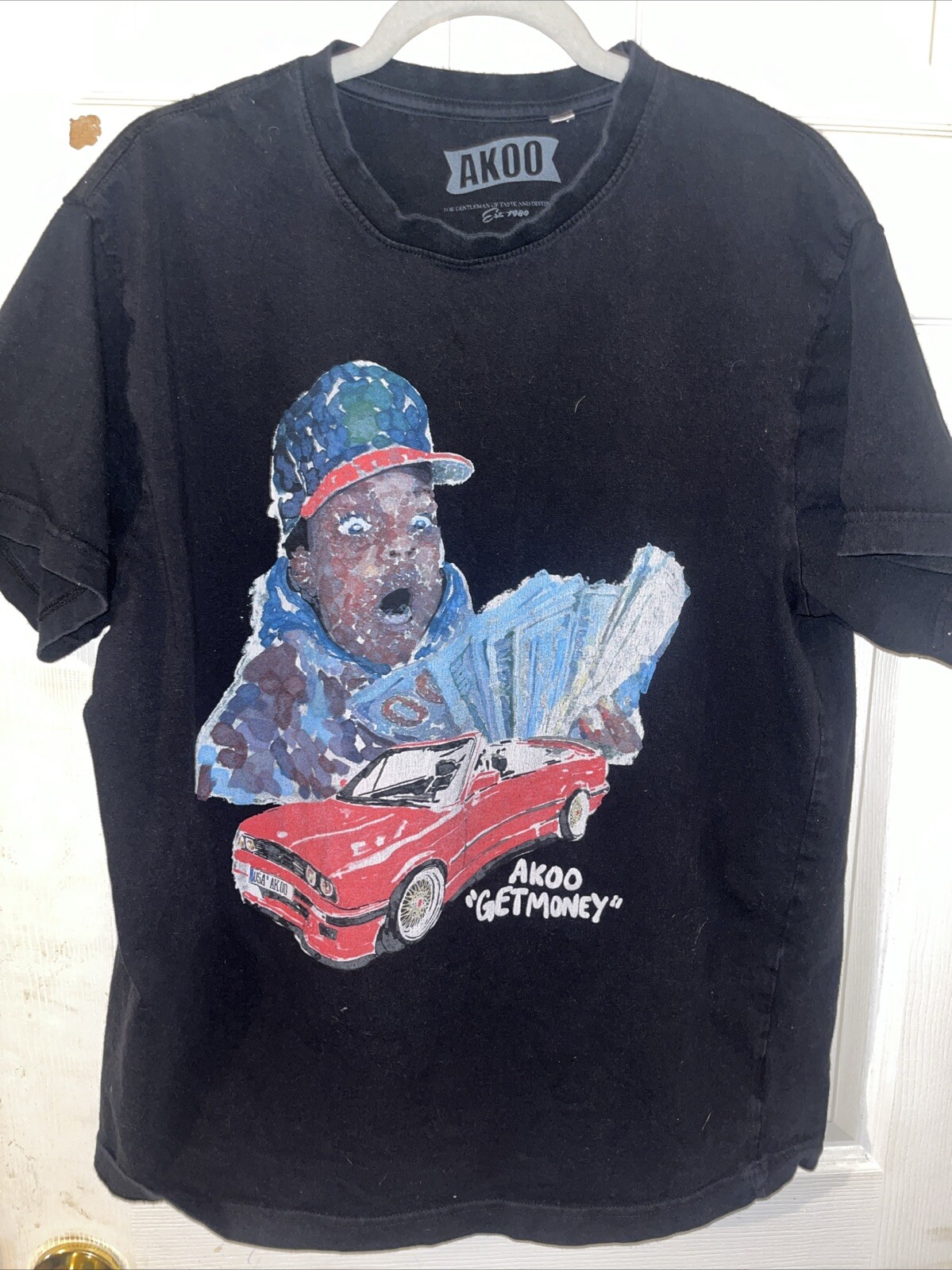 AKOO Short Sleeve Black Graphic Tees , « Get Money » L, « About that paper » XL