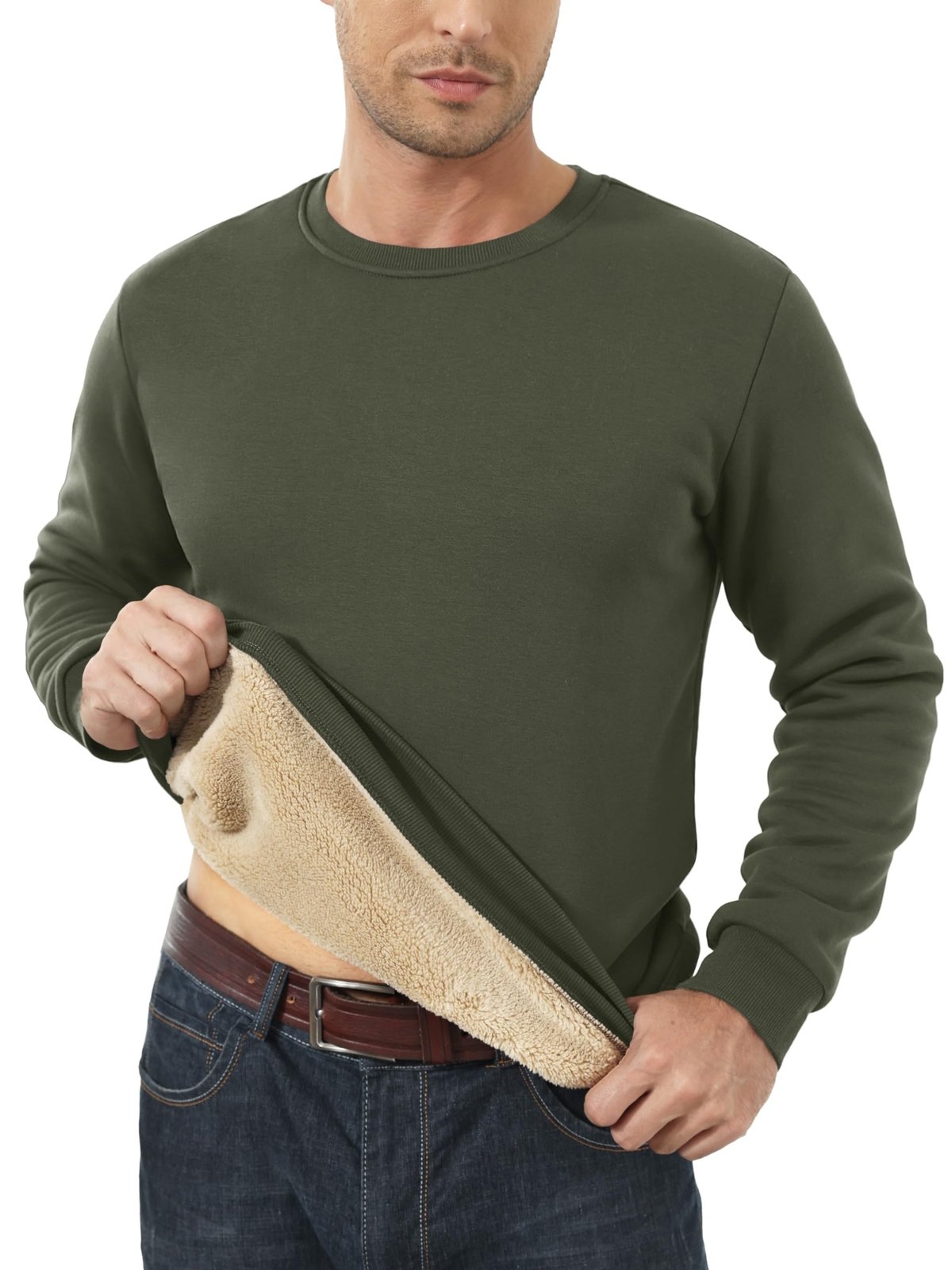 Men&rsquo;s Winter Warm Sherpa Lined Sweatshirt Long Sleeve Pullover Casual Sweatshirt