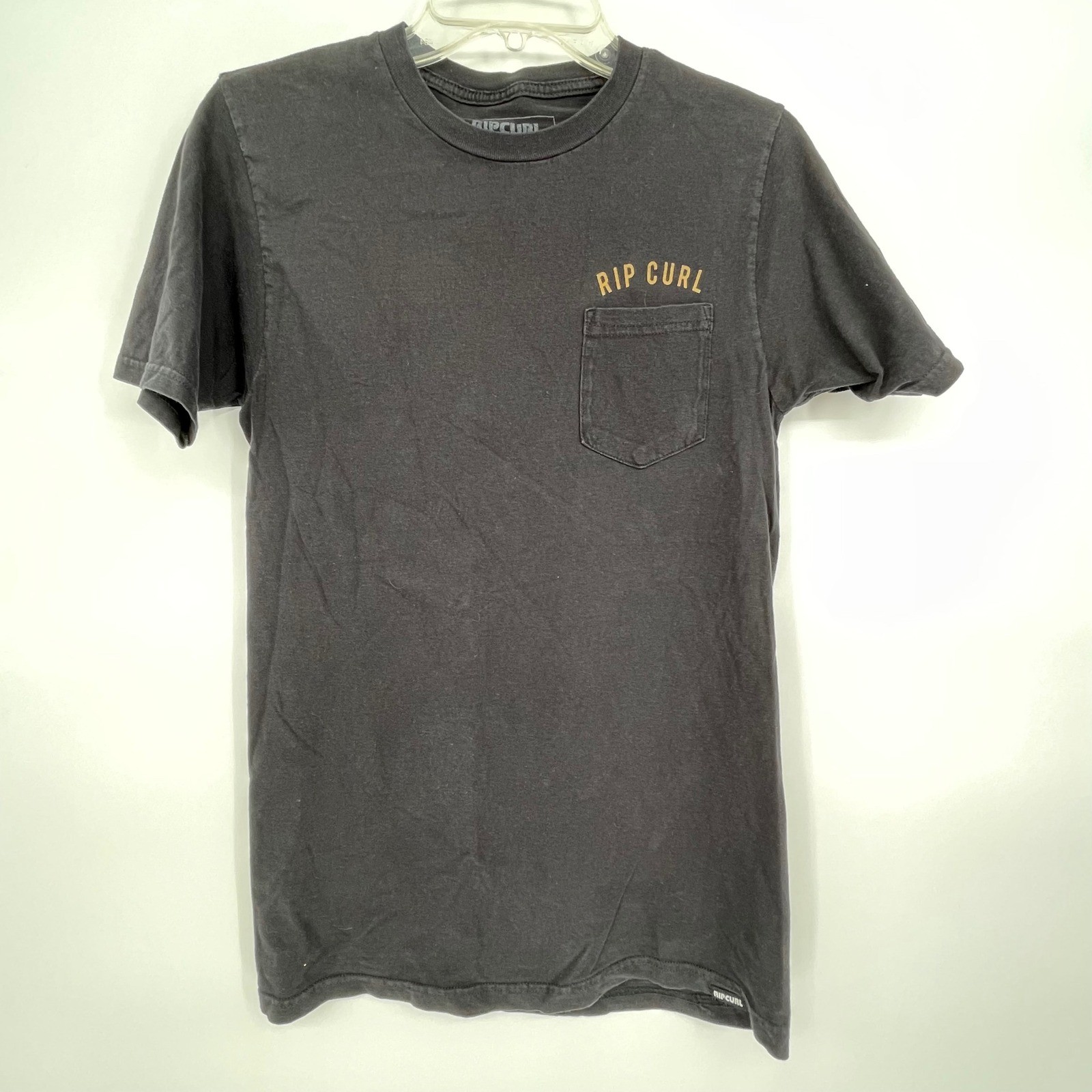 Rip Curl Mens T Shirt Black Pocket Tee Surfing Graphic Print Size S