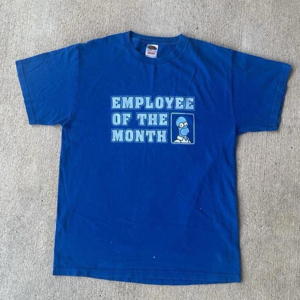 Fruit Of The Loom Employee Of The Month Homer Simpson Graphic Shirt Blue Cotton