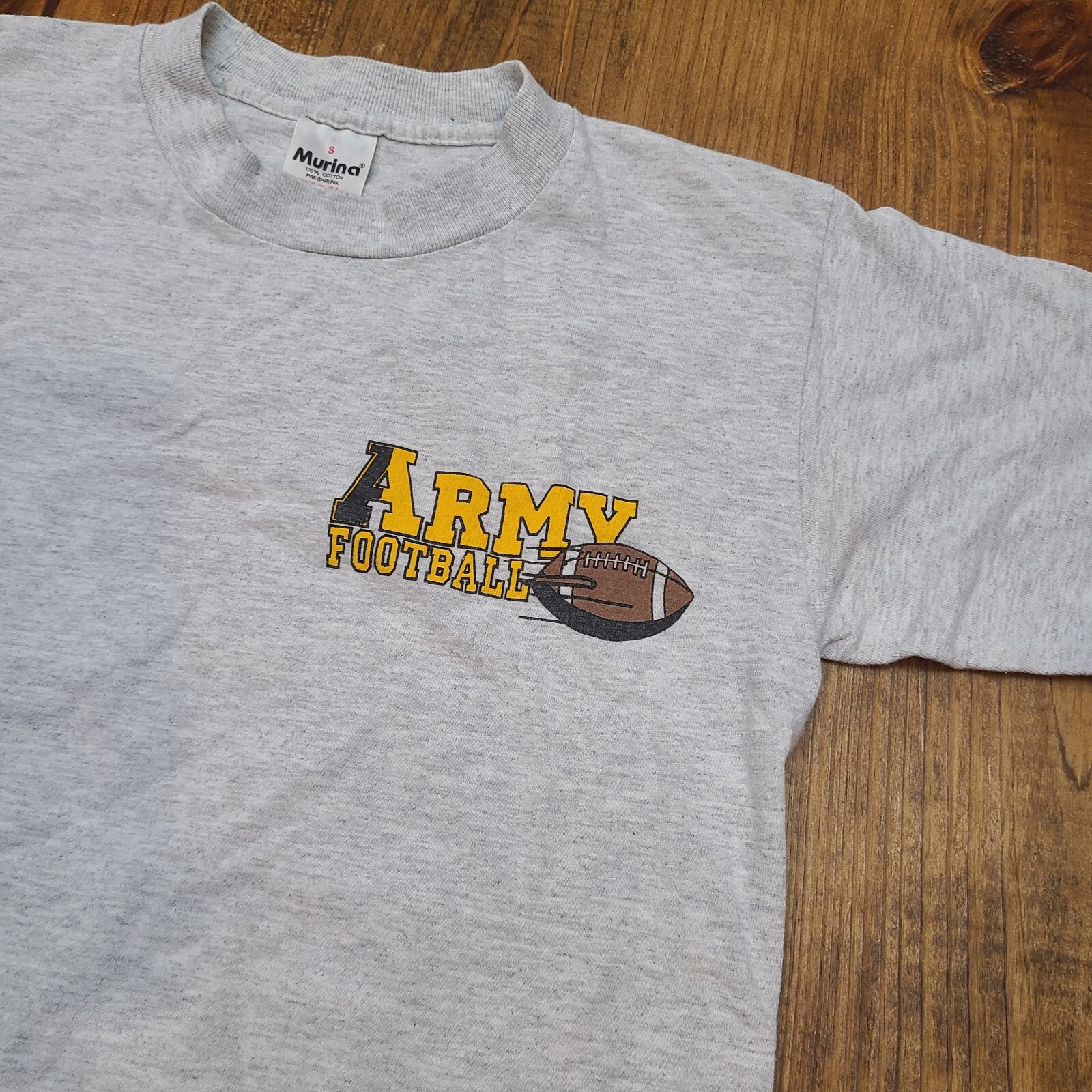 Vtg Army Football Made in USA Murina Gray T-Shirt Sz S