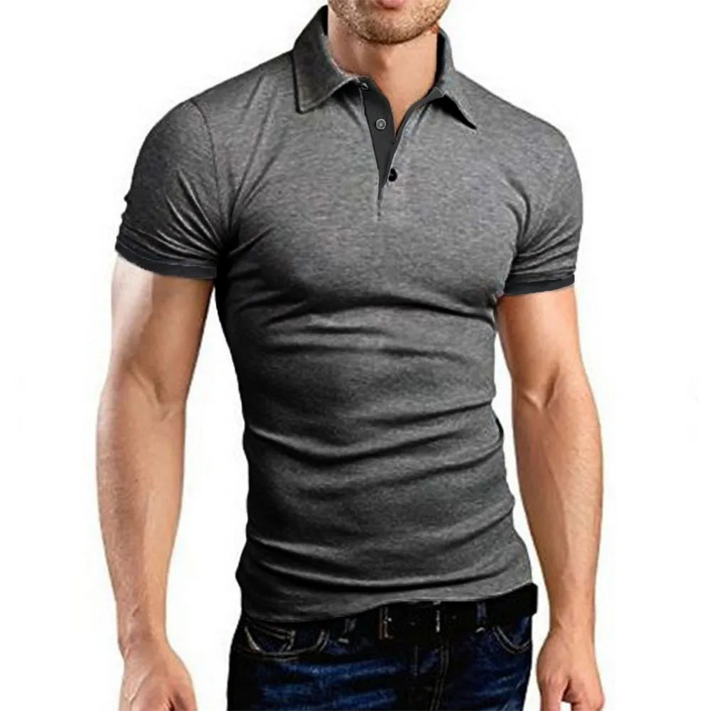 Men&rsquo;s Color Polo Shirt Slim Fit Casual Gym Tshirt Fashion Tee English Style Gift