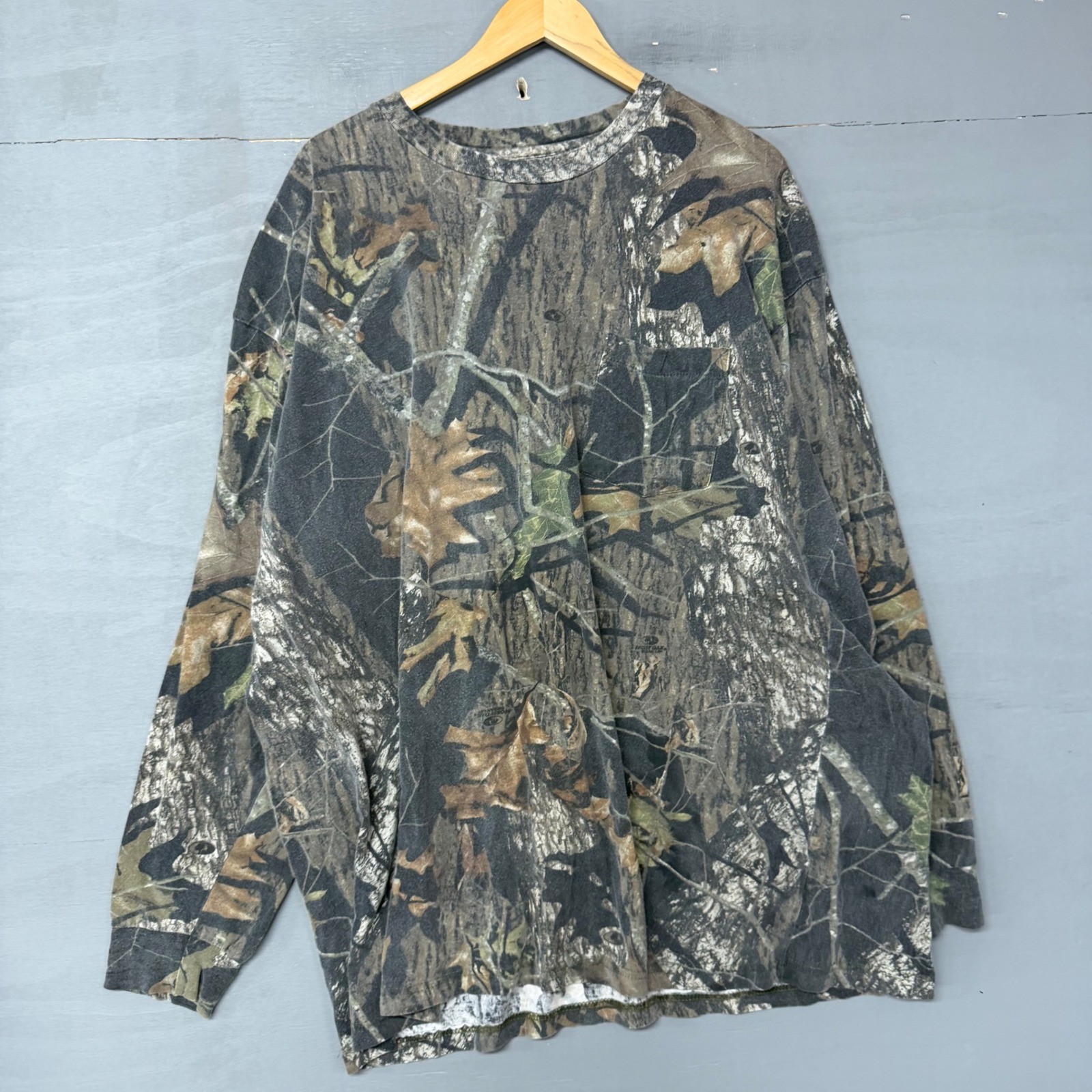 Cabelas Mens 3XL Camo Long Sleeve Pocket T-Shirt Brown Green Hunting Outdoor
