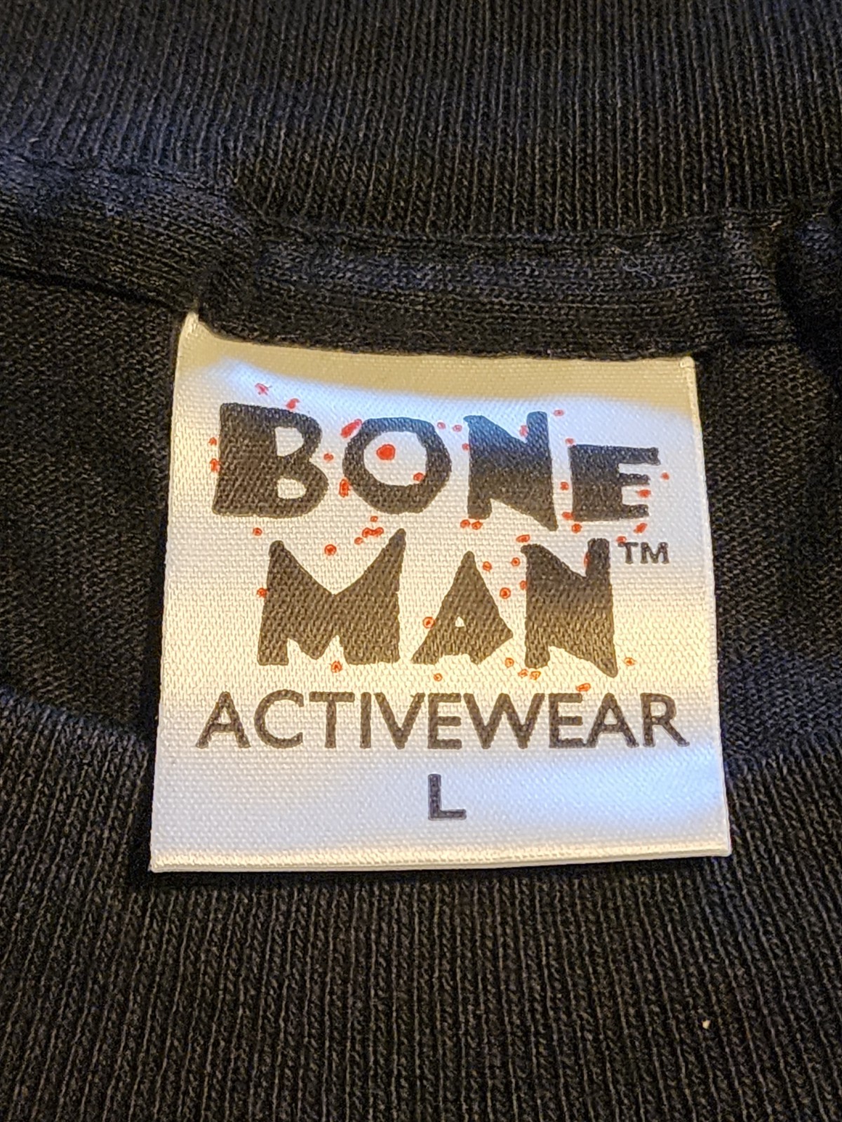 Bone Man Activewear Skeleton Skateboard Black T-Shirt Tee Size Large NOS