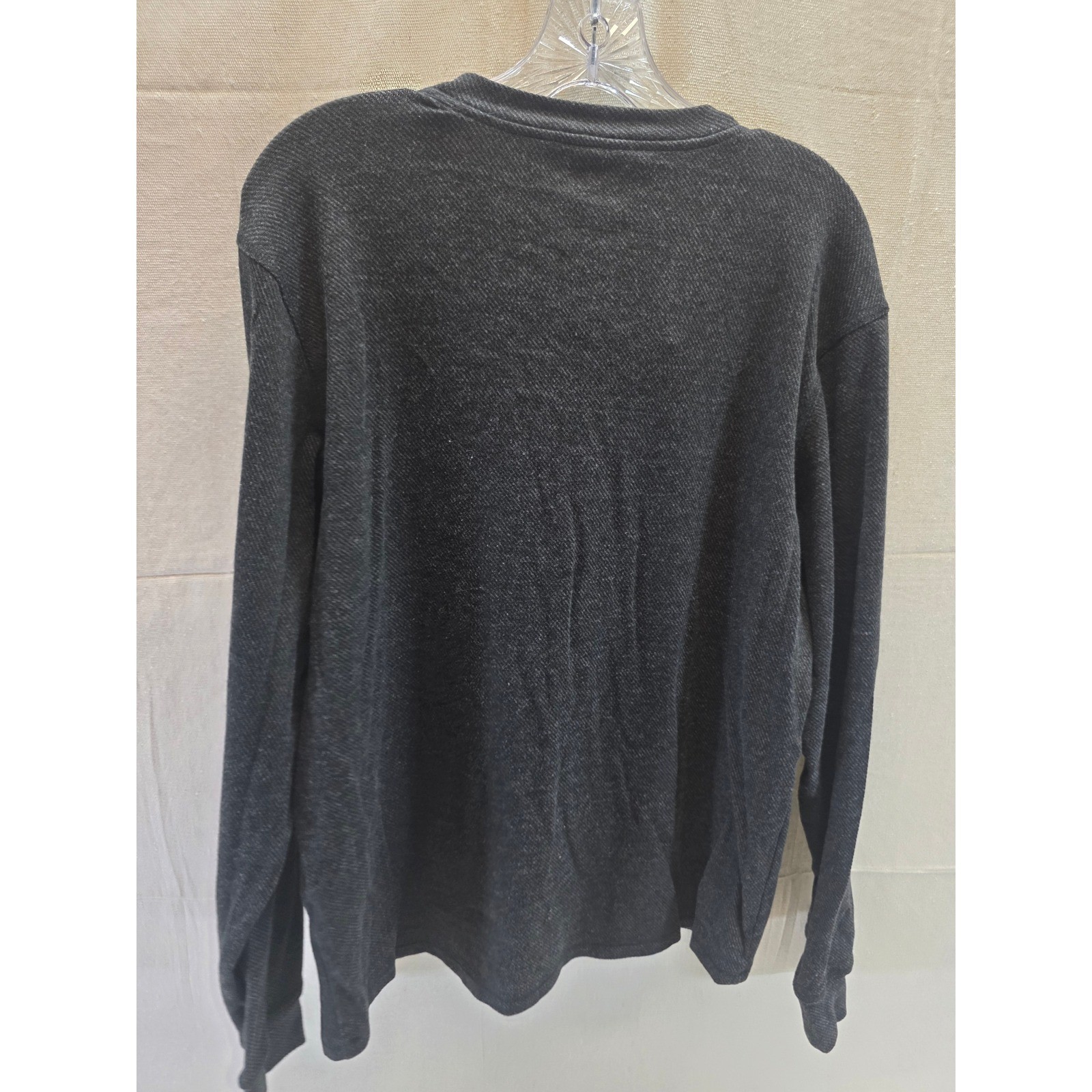The American Outdoorsman Mens Large Charcoal Gray Long Sleeve Henley Shirt 2402