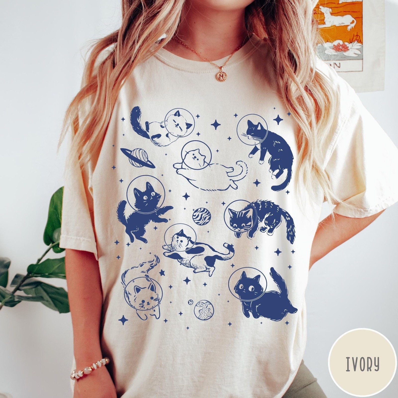 Cats in Space Comfort Colors Shirt Funny Cat Tshirt Oversized Shirt