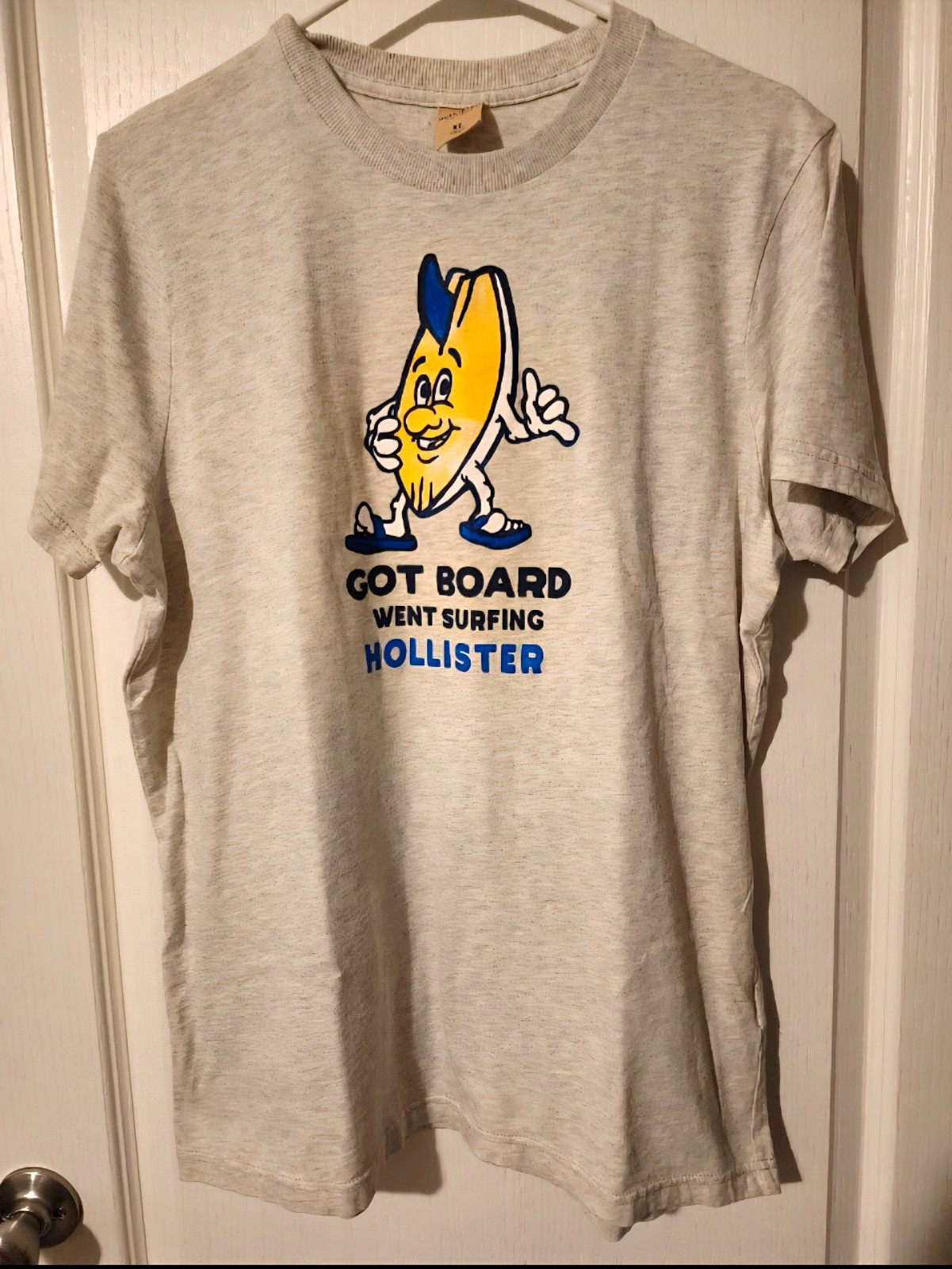 Vintage Hollister Y2K Got Board Went Surfing Mascot Graphic Tee Shirt XL Gray