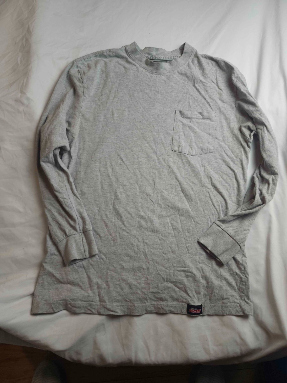 Genuine Dickies Pocket T-Shirt Mens Large Gray Utility Streetwear Long Sleeve