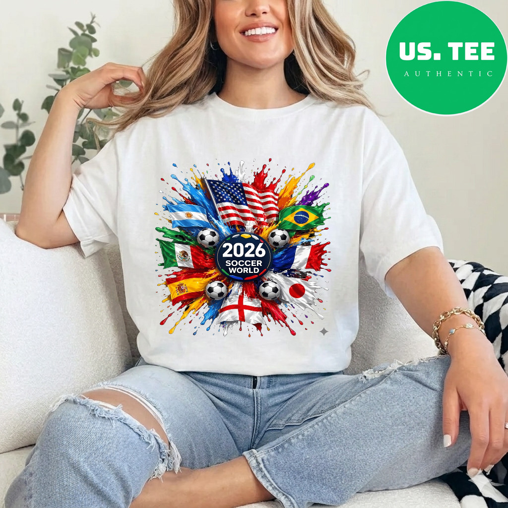 World Soccer 2026 Shirt, 2026 Cup USA Canada Mexico Adults Tshirt,Soccer Fan Tee