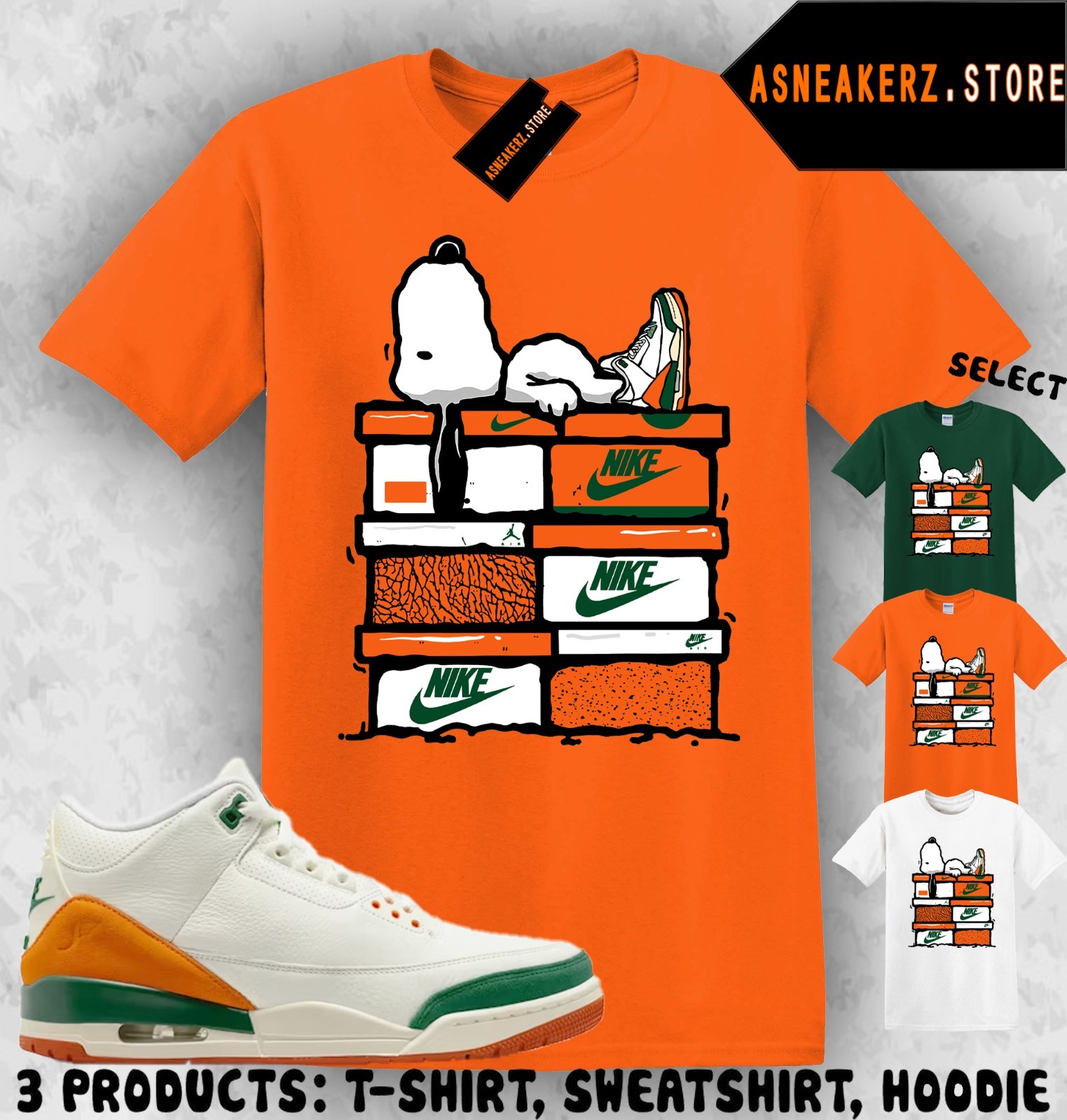 Shirt Match SoleFly x AJ 3 Miami Sneaker Matching Tee Sneakerhead S Dog T-Shirt
