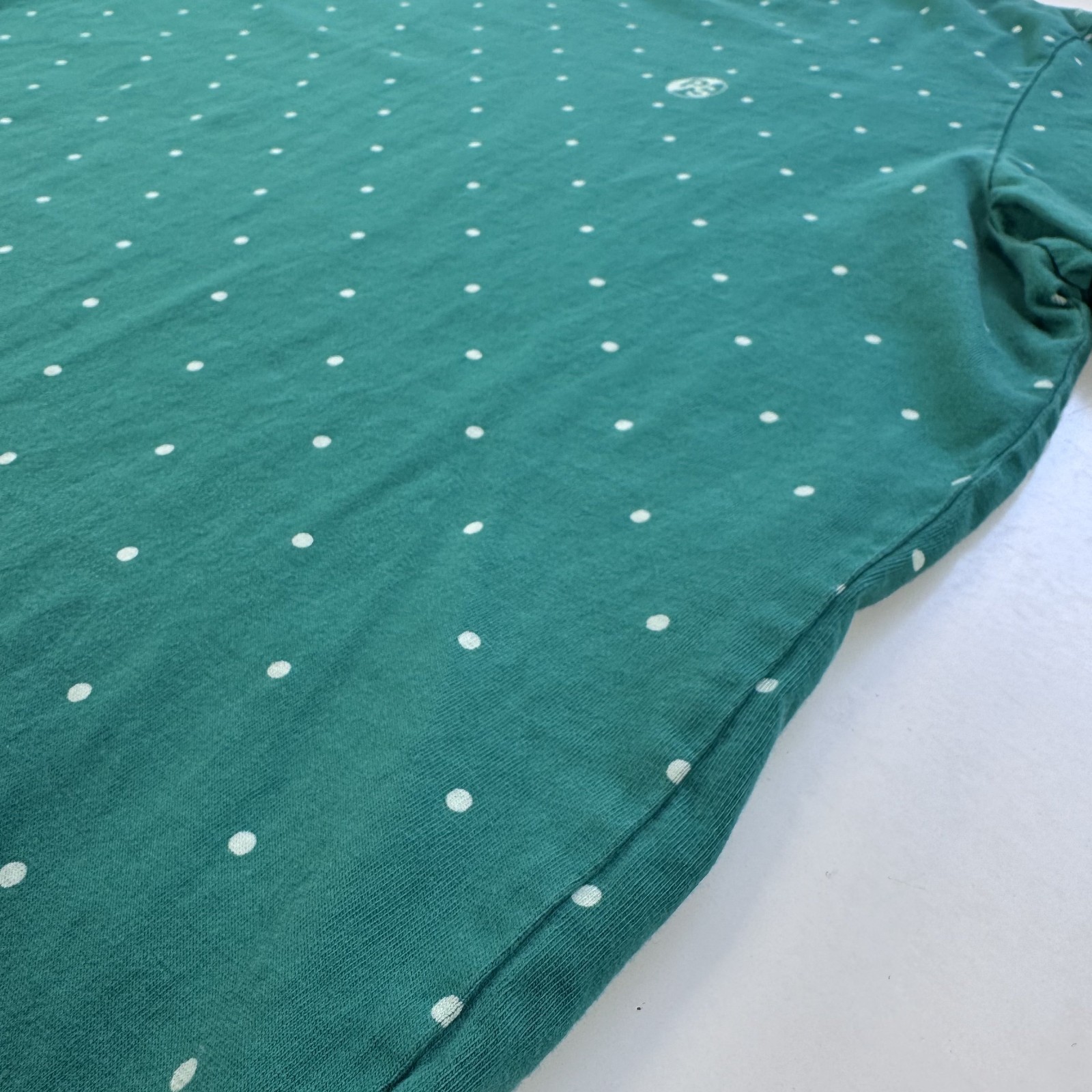 PAUL SMITH Cotton Short Sleeve Crewneck T Shirt Mens XL Green White Polka Dot