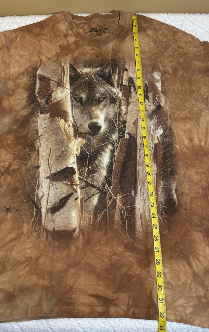 The Mountain 2011 Collin Bagel Wolf Woodland Fall Camo All Over Print Shirt XL