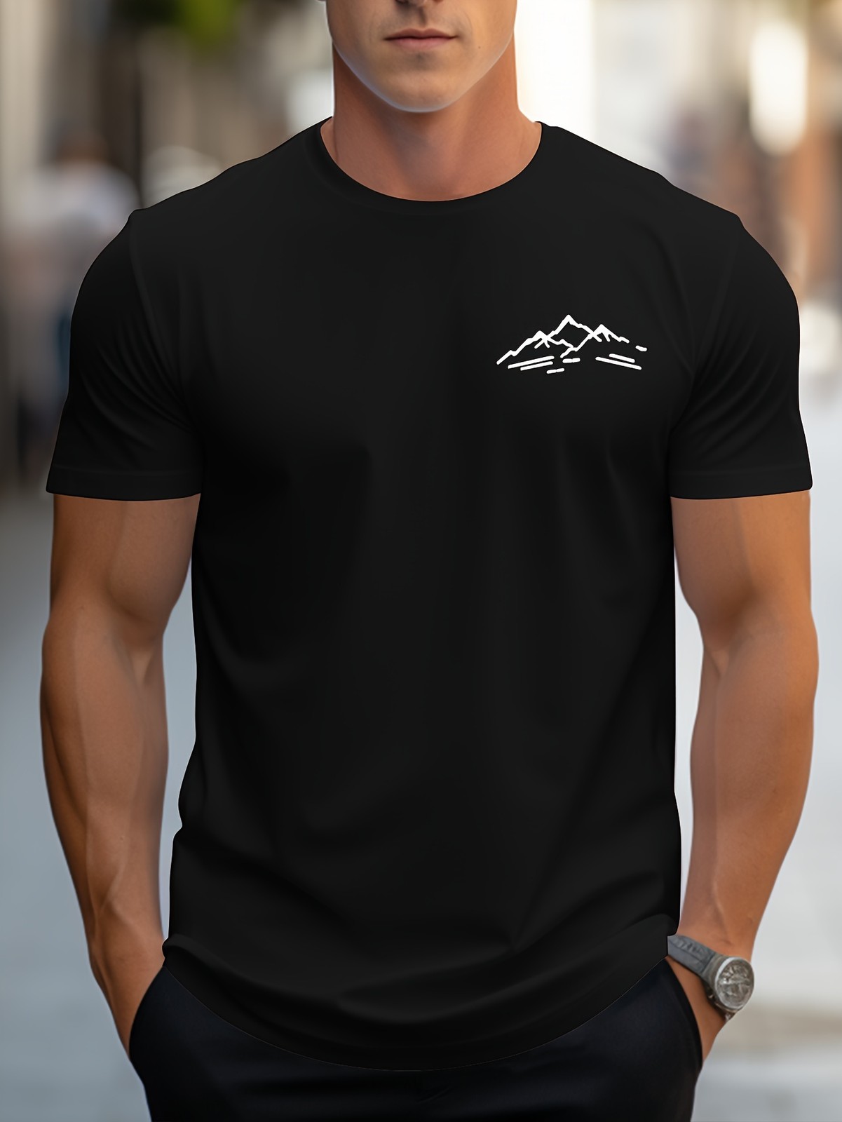 Minimalist Mountain Peaks Graphic Tee – Simple Outdoor Adventure T-Shirt