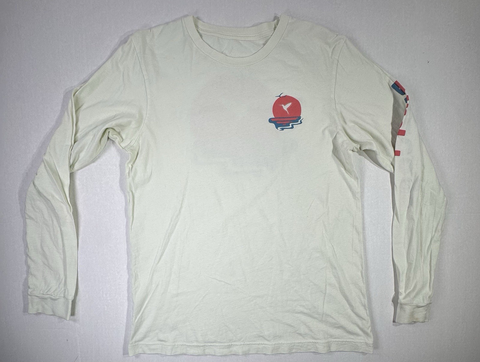 BirdDogs Long Sleeve Shirt White Whale Sun Graphic Logo Size M