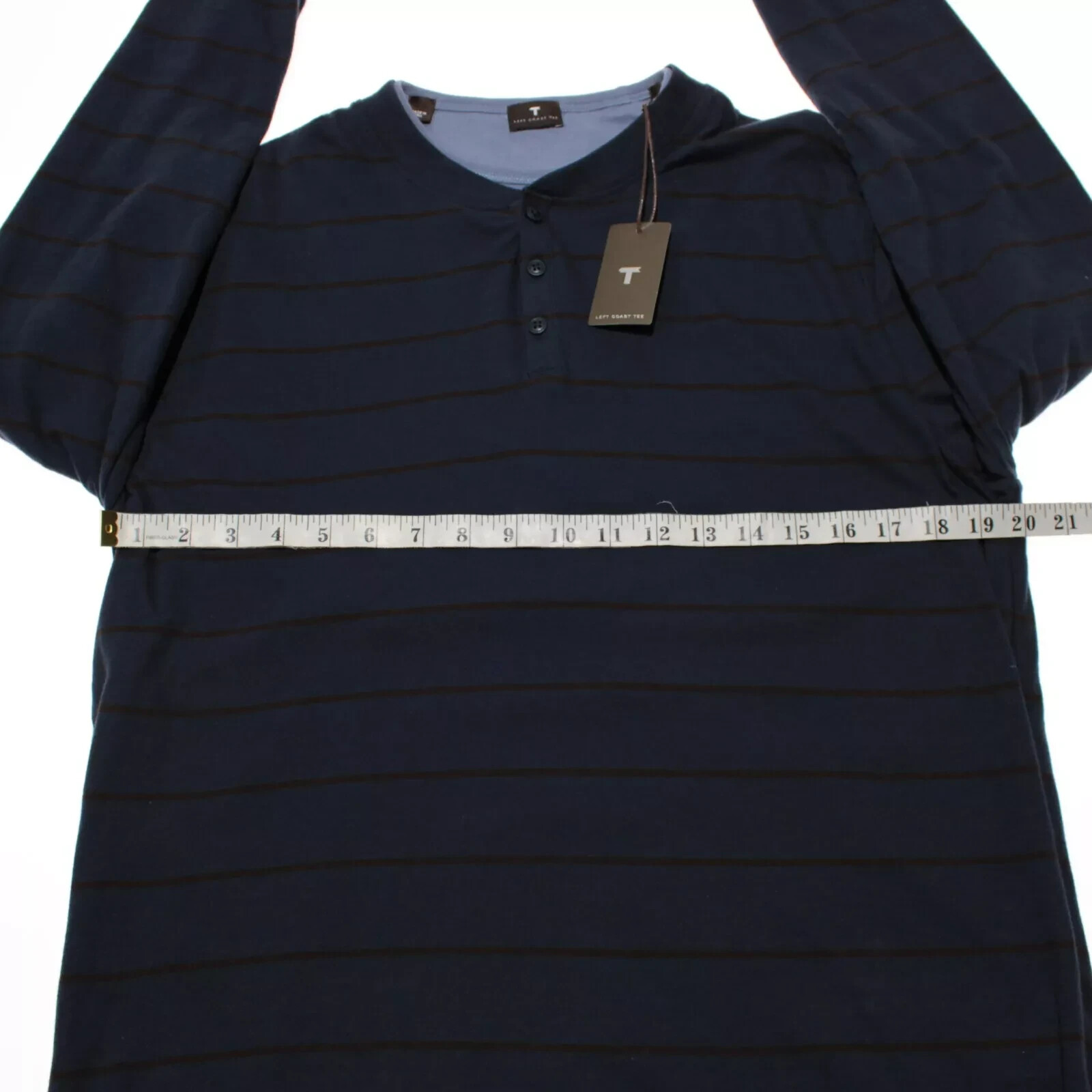 Left Coast Tee NWD Long Sleeve Reversible Henley T-Shirt Size M in Blue Cotton