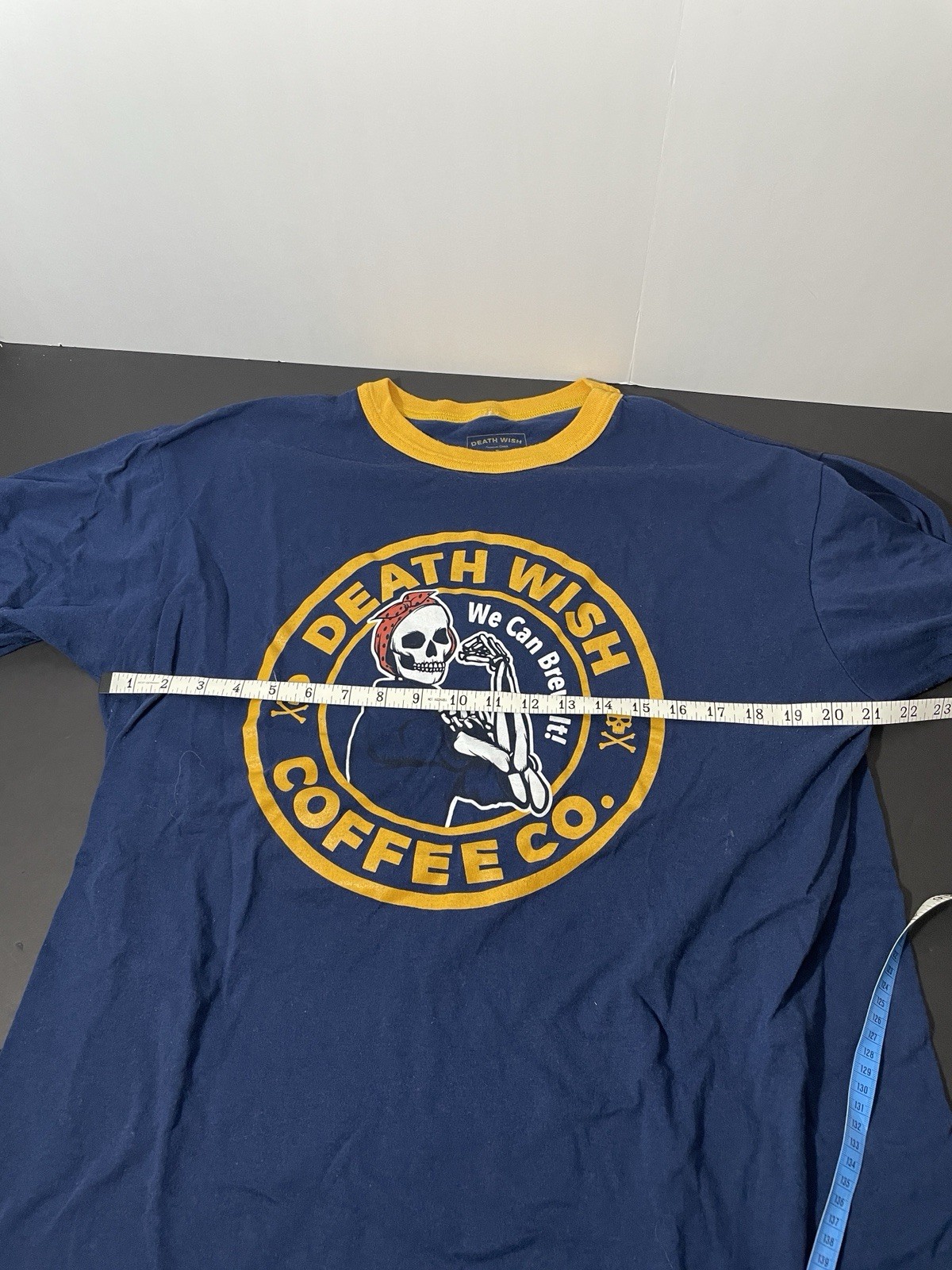 Death Wish Coffee Co. T-Shirt « We Can Brew It! » Men&rsquo;s XL Blue Yellow