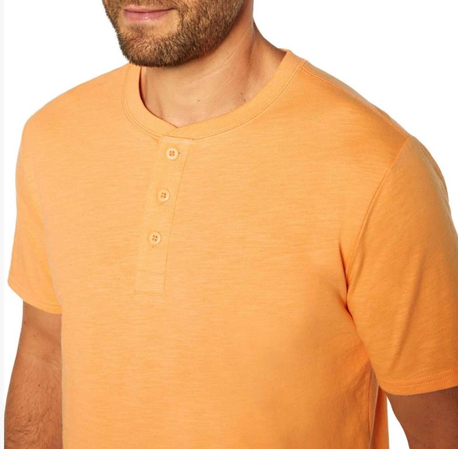 GAP Men&rsquo;s Soft Short Sleeve Half Button Collar Slub Henley Apricot Wash Medium